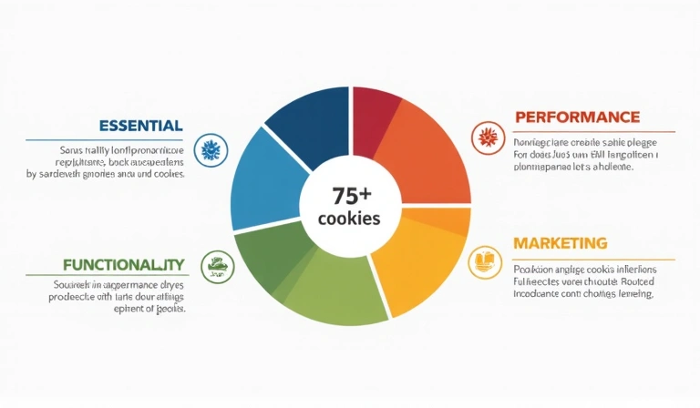 Gráfico circular mostrando la proporción de diferentes tipos de cookies utilizadas en un sitio web